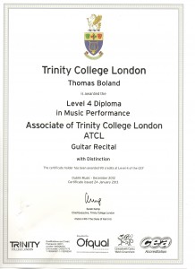 A.T.C.L. Diploma Distinction with Trinity College London